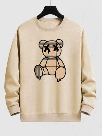 Benjamin- Bear Graphic Printed Crew Neck Pullover Sweatshirt