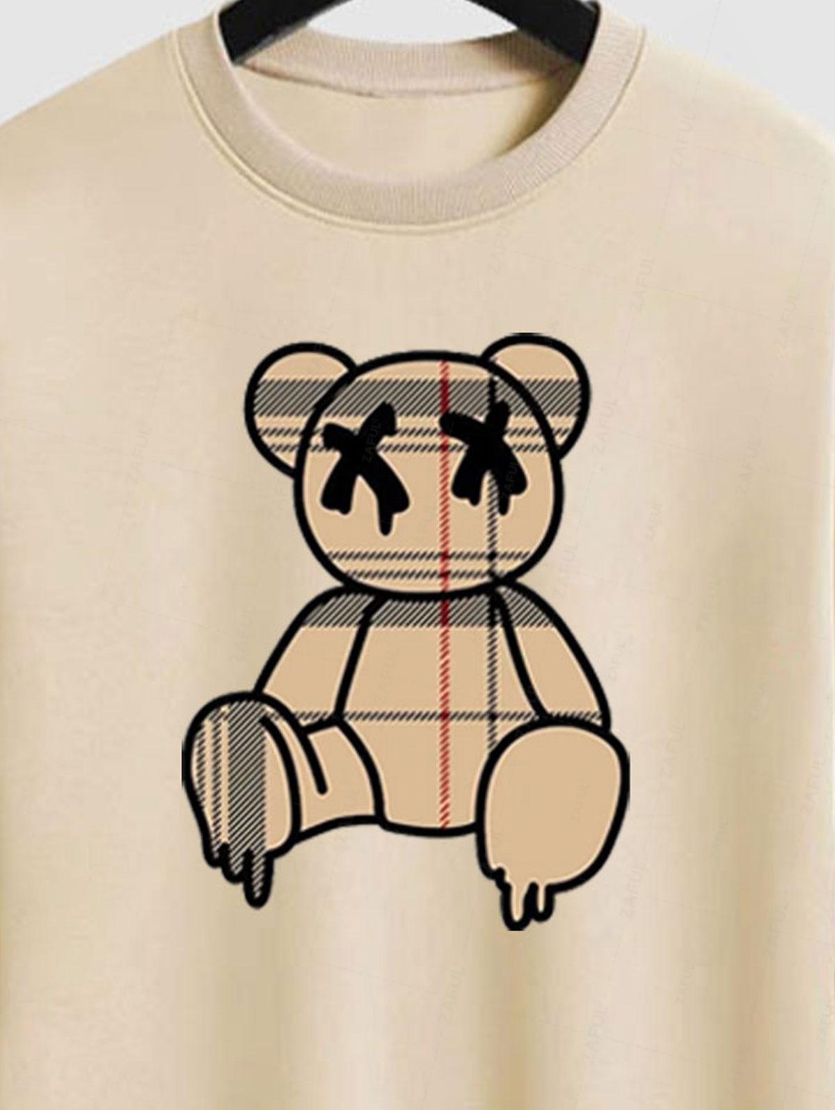 Benjamin- Bear Graphic Printed Crew Neck Pullover Sweatshirt