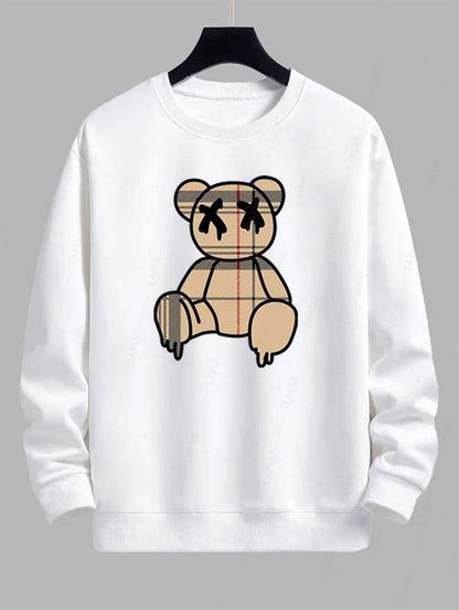 Benjamin- Bear Graphic Printed Crew Neck Pullover Sweatshirt