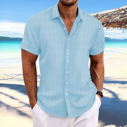 Alvaro - Striped cotton and linen shirt for men