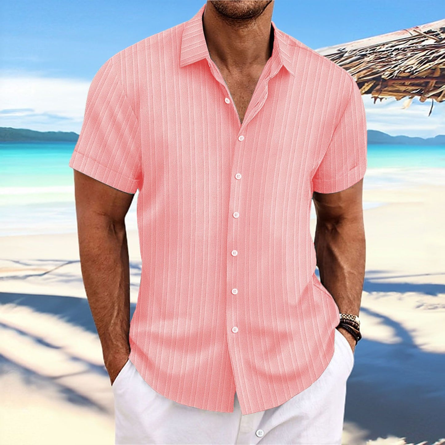 Alvaro - Striped cotton and linen shirt for men