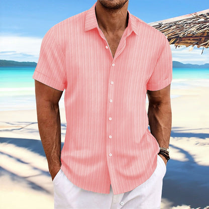 Alvaro - Striped cotton and linen shirt for men