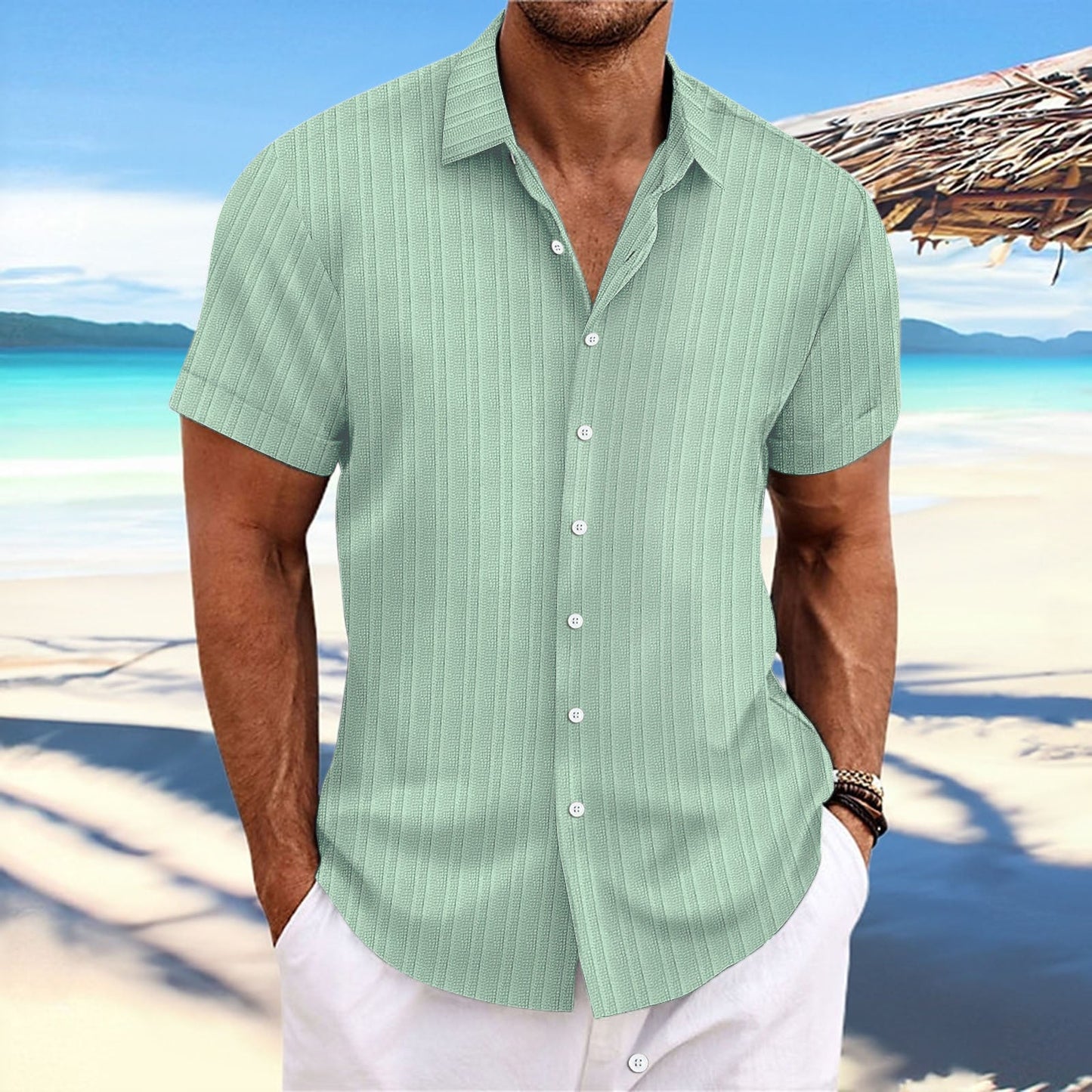 Alvaro - Striped cotton and linen shirt for men