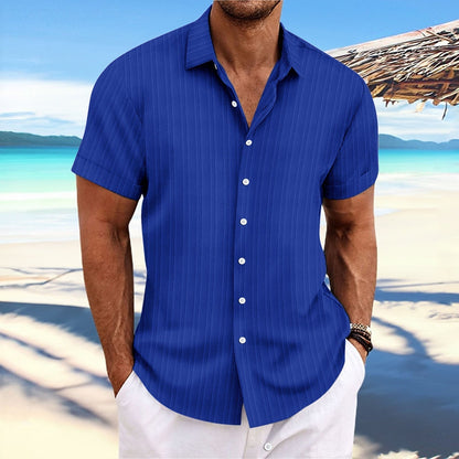 Alvaro - Striped cotton and linen shirt for men