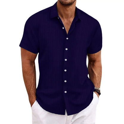 Alvaro - Striped cotton and linen shirt for men