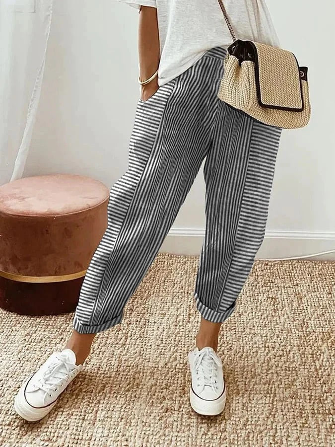 Lima™ - Cotton striped trousers