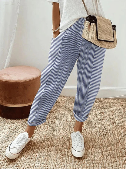 Lima™ - Cotton striped trousers