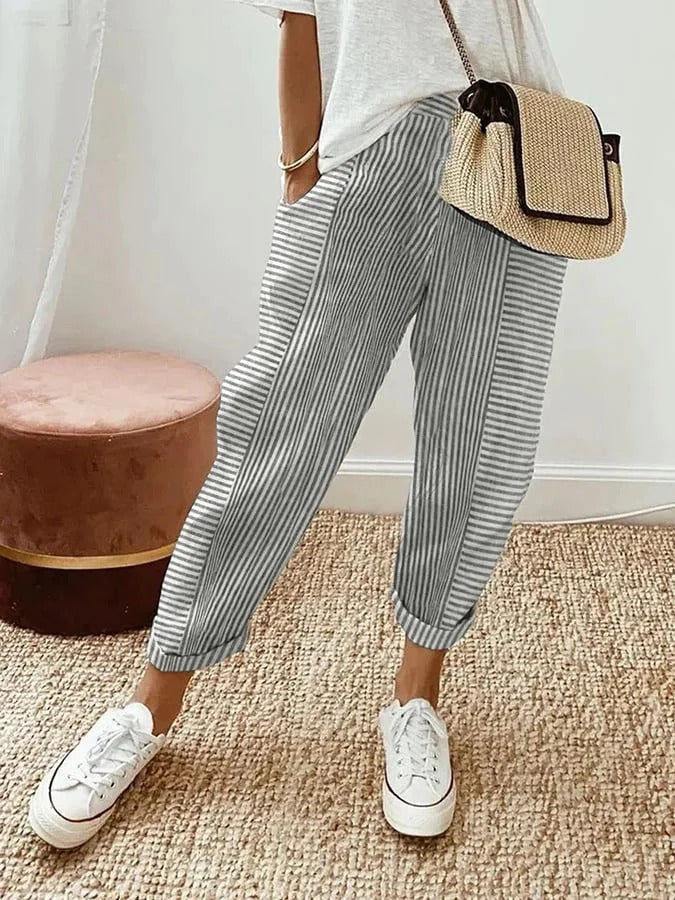 Lima™ - Cotton striped trousers